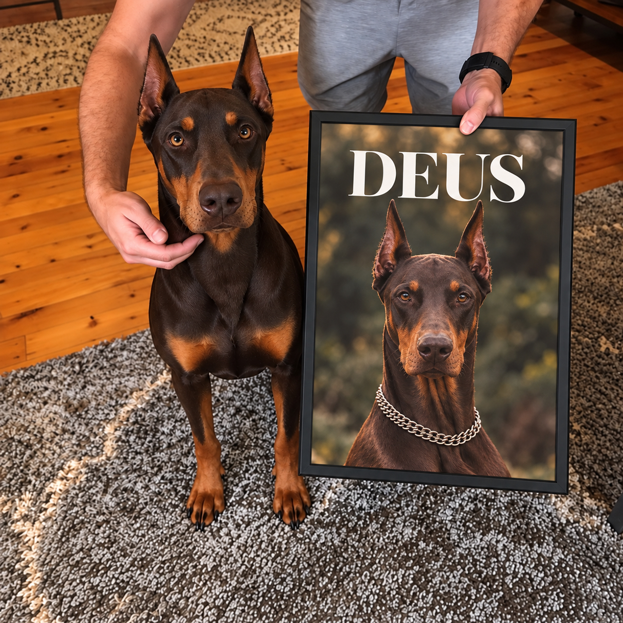 Deus with their portrait